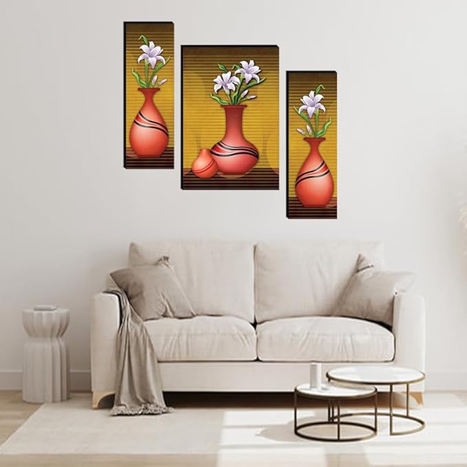 uhi Handicraft Set Of 3 Scenery 3d Framed Wall Paintings for Living Room Big Size, Bedroom, Home Decoration, Decor, Office (45X30 CM)63
