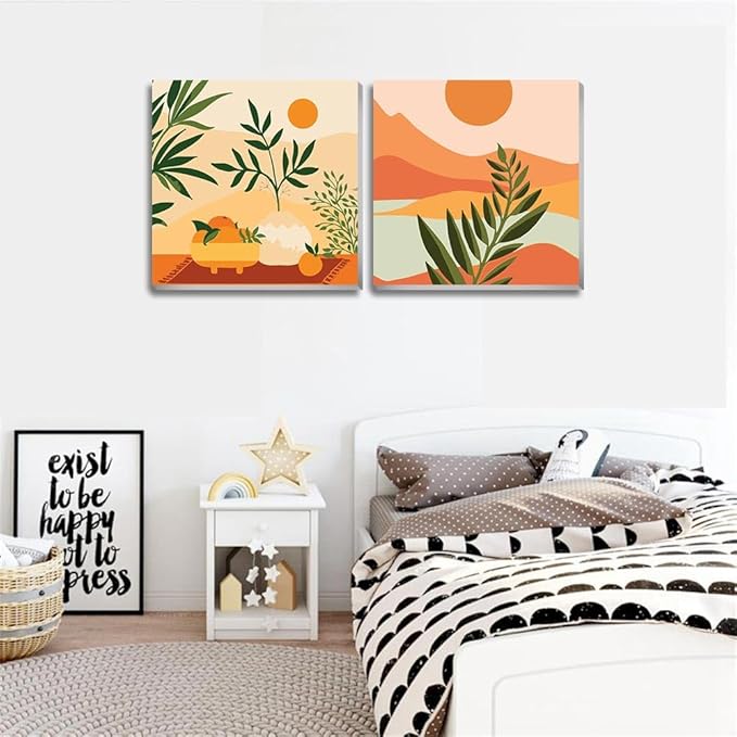 2 Pack Framed Paint by Number for Kids Ages 8-12,Boho Acrylic Paint by Number Kits on Canvas,Perfect for Adults Beginners and Home Wall Decor (8x8inch)