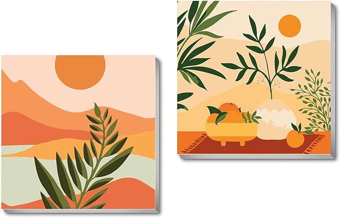 2 Pack Framed Paint by Number for Kids Ages 8-12,Boho Acrylic Paint by Number Kits on Canvas,Perfect for Adults Beginners and Home Wall Decor (8x8inch)