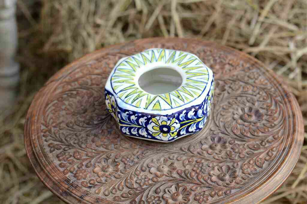 Blue Pottery Octa Shaped Ashtray