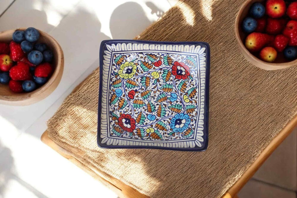 Blue Pottery Square Dish
