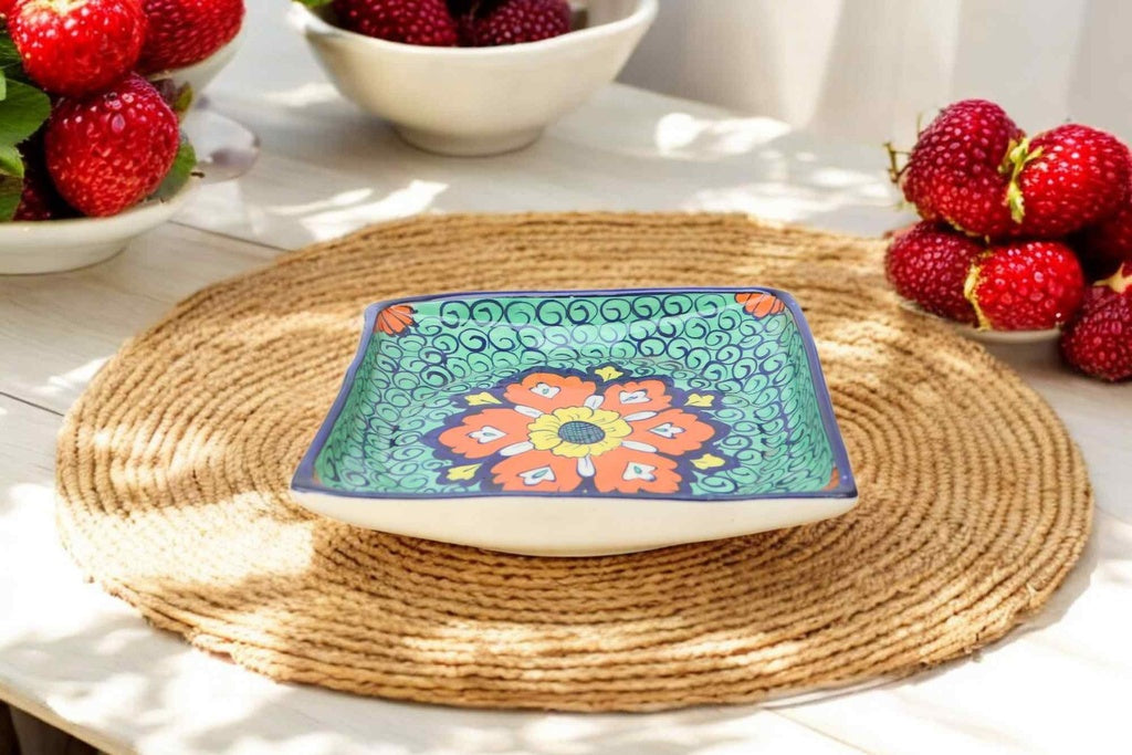 Blue Pottery Square Dish