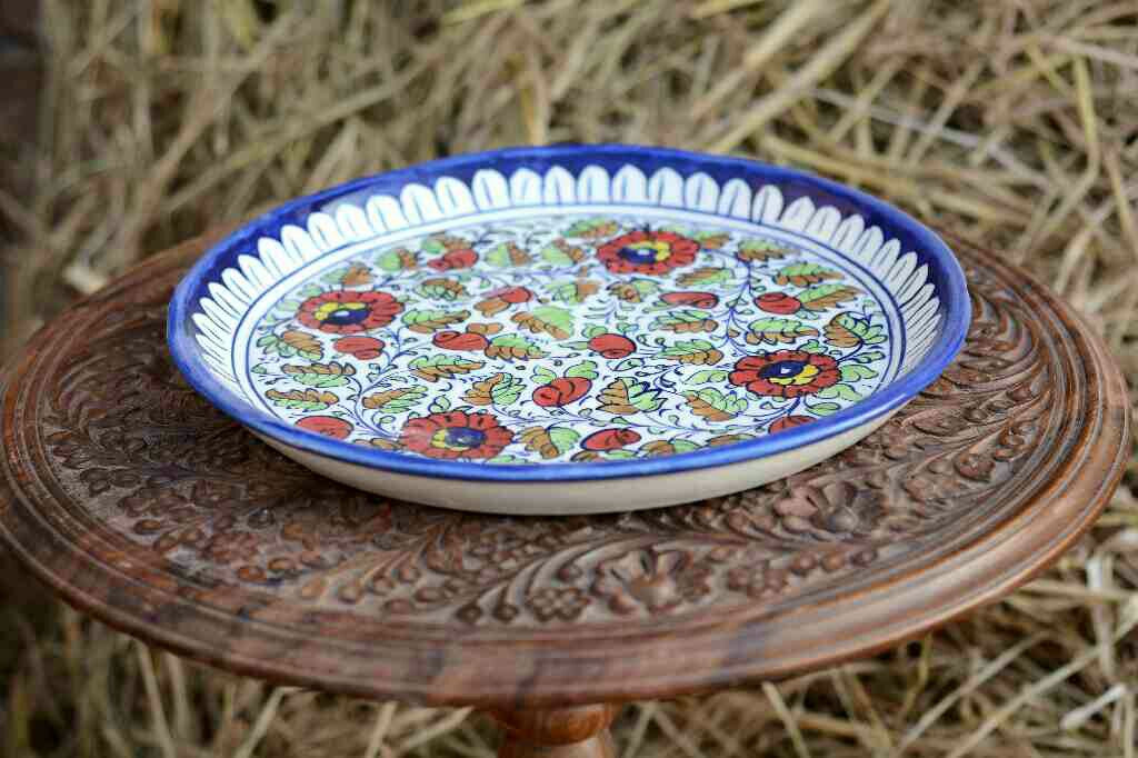 Blue Pottery Pizza Tray