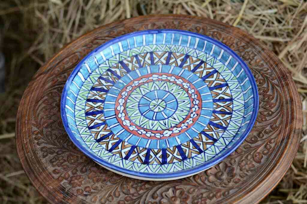 Blue Pottery Pizza Tray