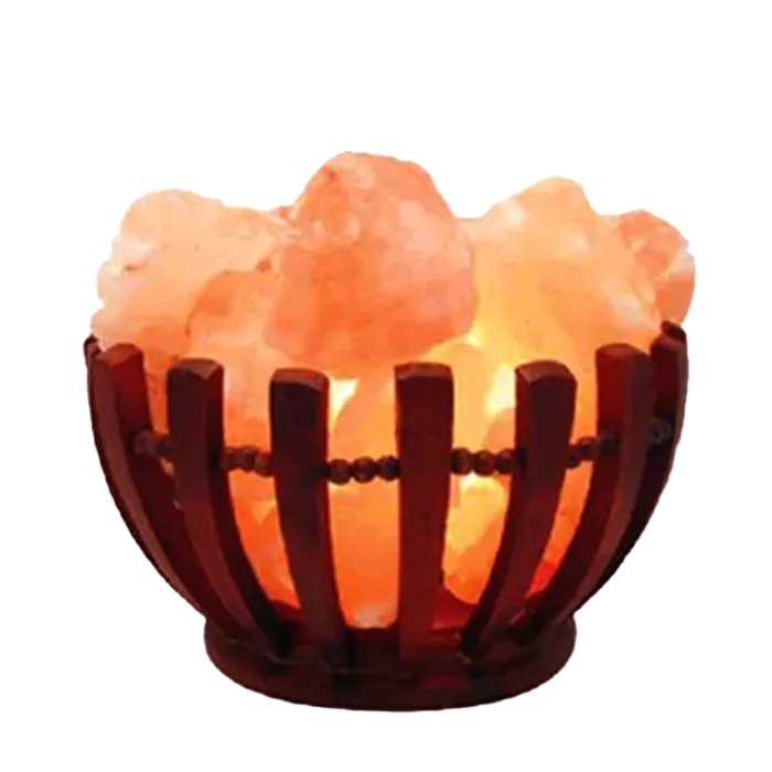 Wooden Basket Salt Lamp Bowl