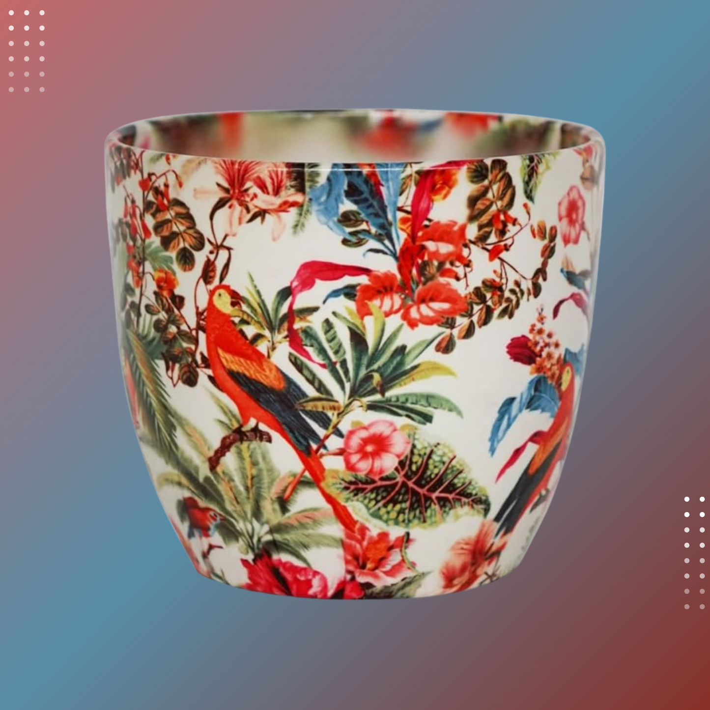 Monza Tropical Parrot Indoor Planter Plant Pot Flower Pot, Planter for Indoor Plants (Tropical Parrot, 6")