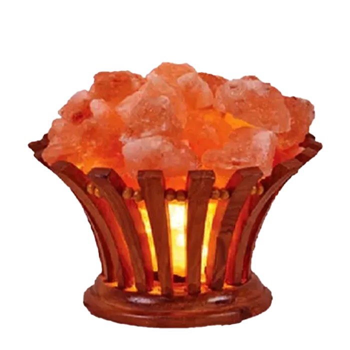 Wooden Basket Salt Lamp Flower