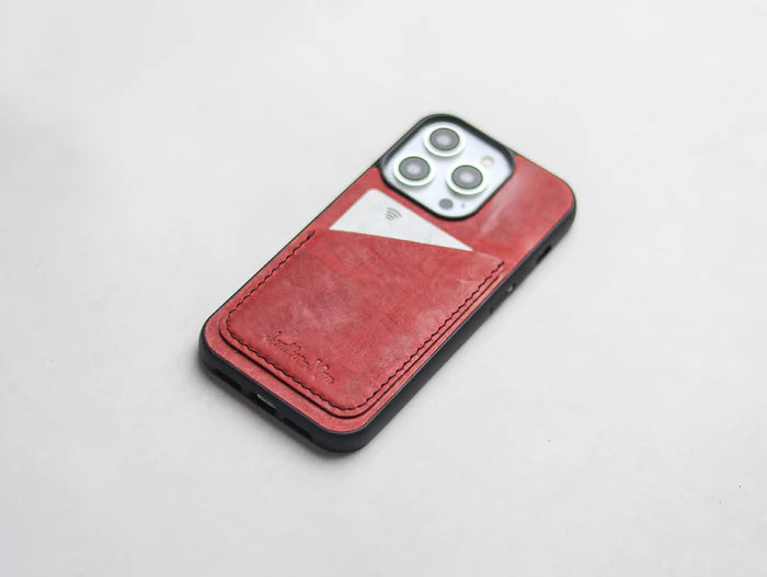 PRISMATIC RED LEATHER WALLET PHONE CASE
