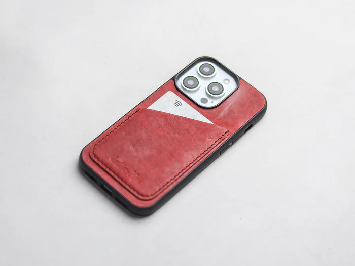 PRISMATIC RED LEATHER WALLET PHONE CASE