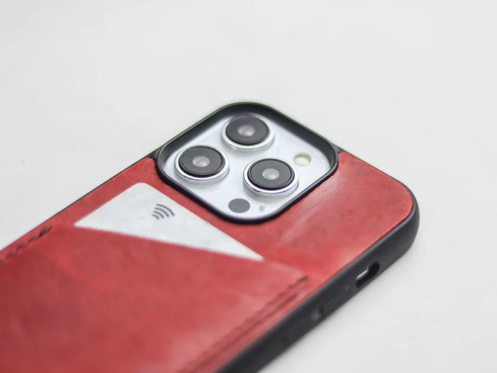 PRISMATIC RED LEATHER WALLET PHONE CASE