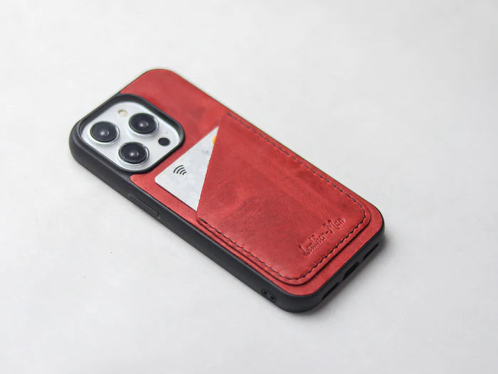 PRISMATIC RED LEATHER WALLET PHONE CASE