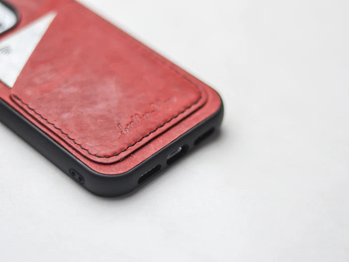 PRISMATIC RED LEATHER WALLET PHONE CASE