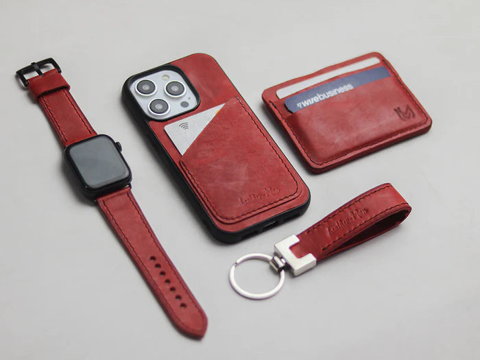PRISMATIC RED LEATHER WALLET PHONE CASE