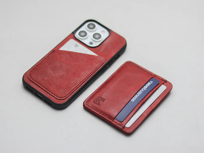 PRISMATIC RED LEATHER WALLET PHONE CASE