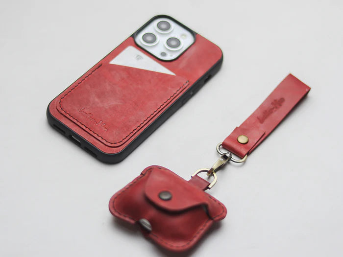 PRISMATIC RED LEATHER WALLET PHONE CASE