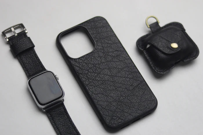 ITALIAN CHEVRE BLACK SIMPLE PHONE CASE