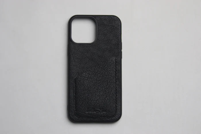 ITALIAN CHEVRE BLACK WALLET PHONE CASE