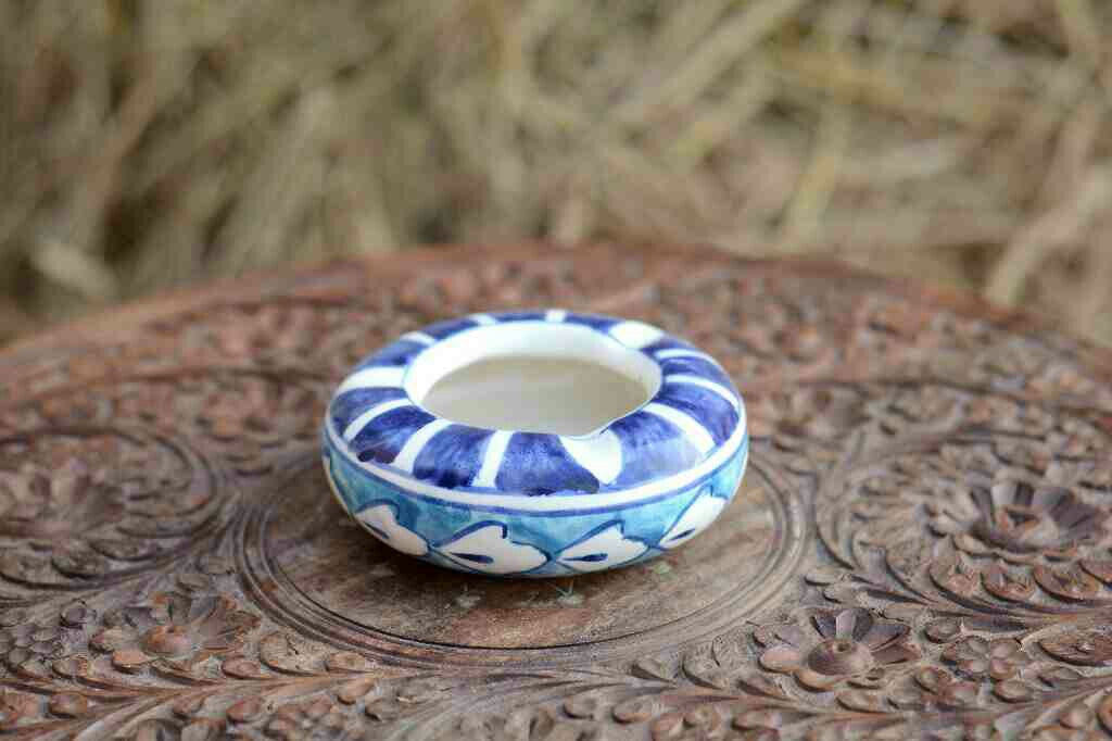 Blue Pottery Round Shaped Ashtray