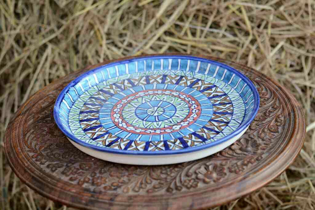 Blue Pottery Pizza Tray