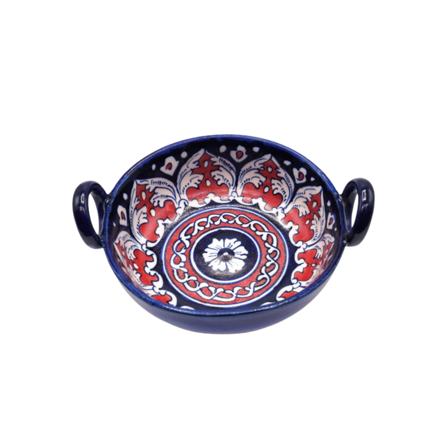 7-Inch Blue Pottery Karahi Bowl | Handmade Ceramic Serving Dish | Traditional Hand-Painted Decorative Bowl