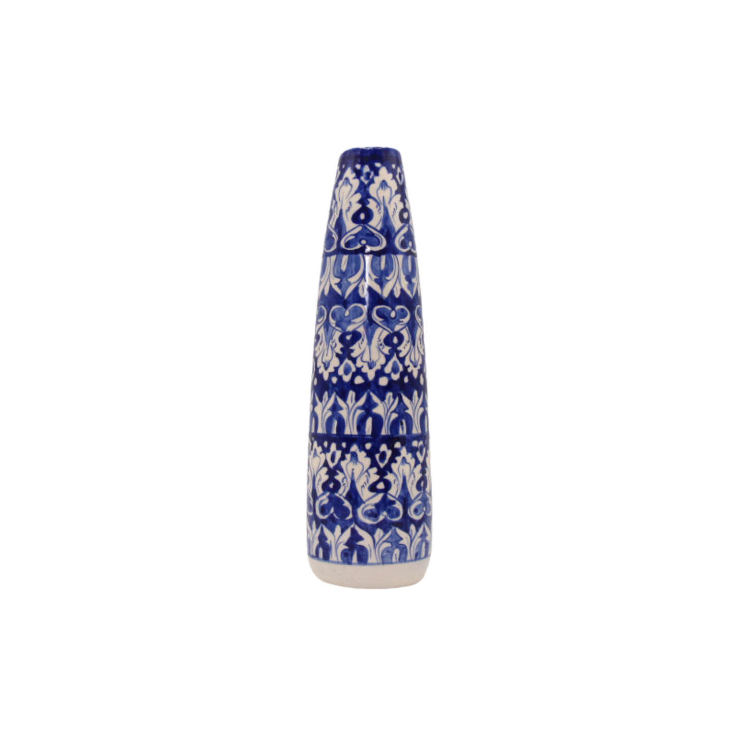 Handcrafted Blue Pottery Bottle Vase – Artistic Ceramic Home Decor