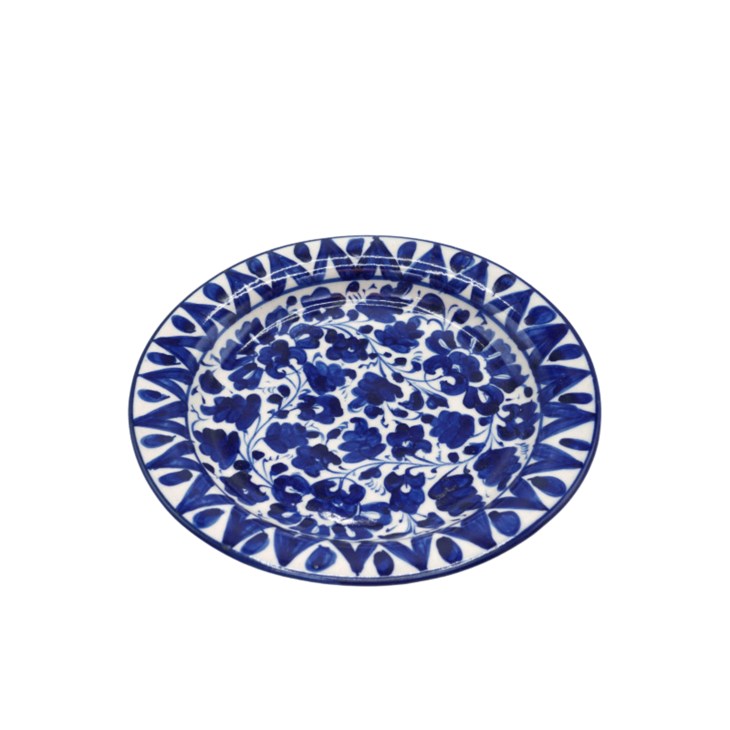 10-Inch Blue Pottery Dinner Plate | Handmade Ceramic Dining Plate | Traditional Hand-Painted Decorative Tableware