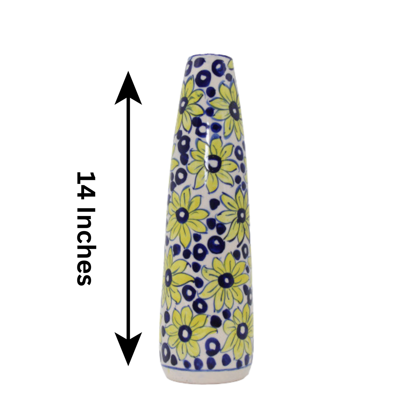 Handcrafted Blue Pottery Bottle Vase – Artistic Ceramic Home Decor