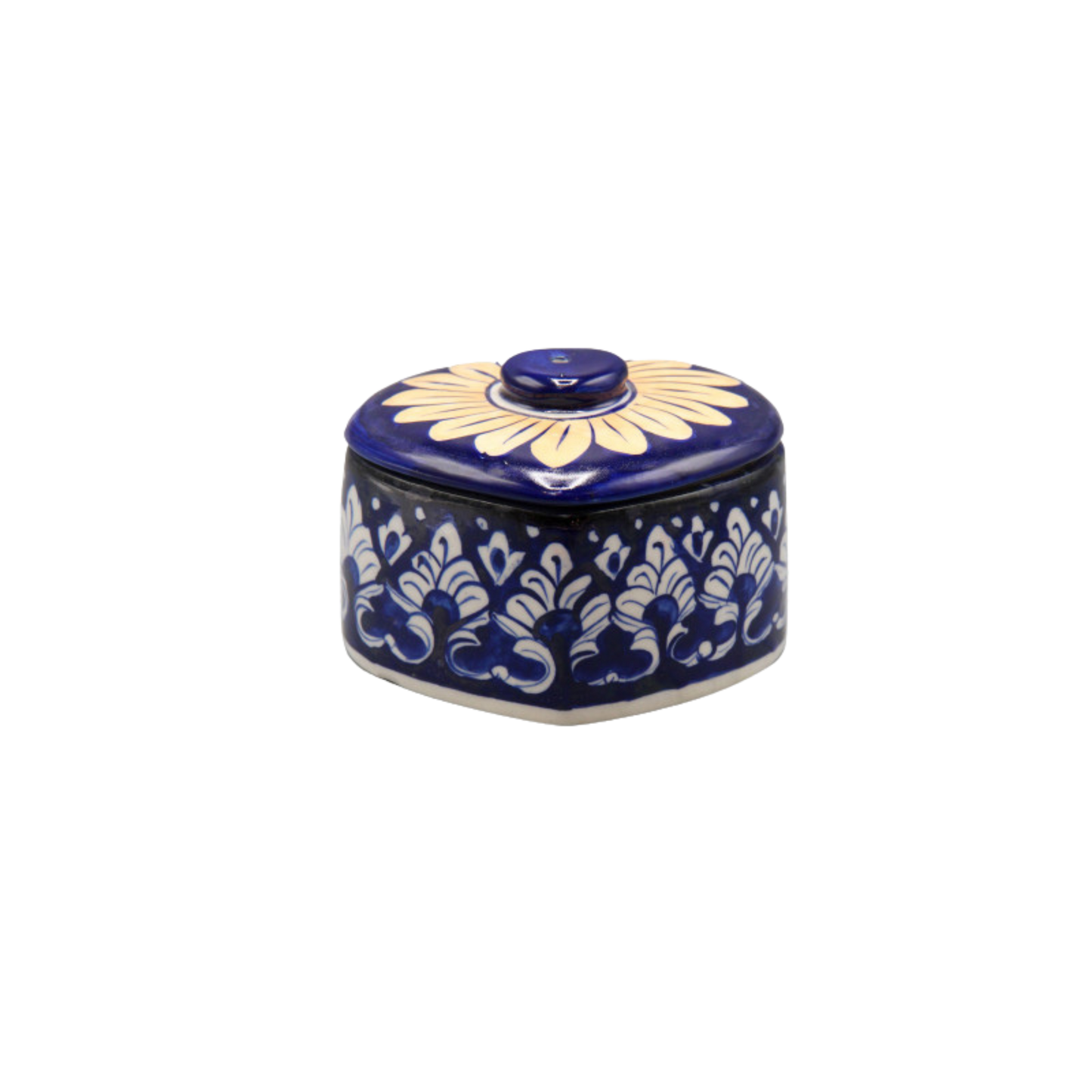 Handcrafted Blue Pottery Jewellery Box – 4x4 Inch | Elegant Keepsake Storage