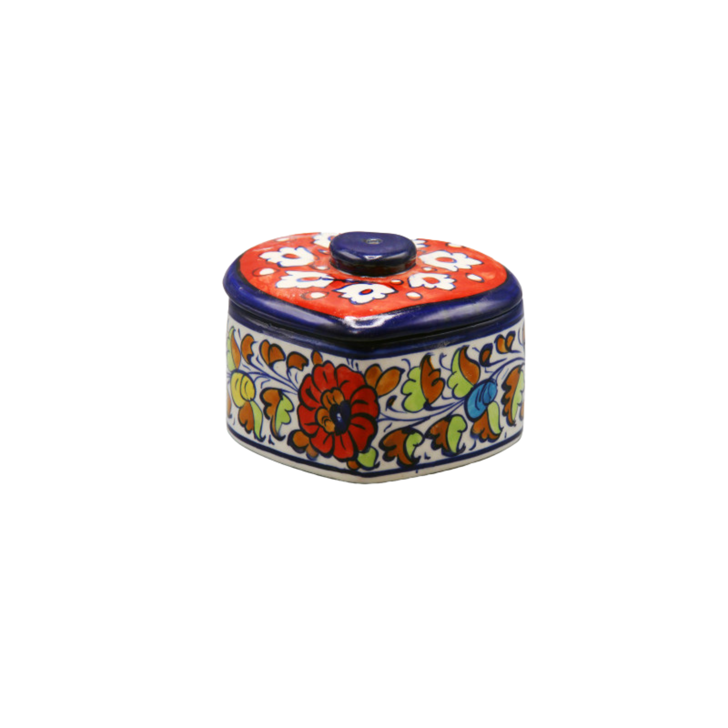 Handcrafted Blue Pottery Jewellery Box – 4x4 Inch | Elegant Keepsake Storage