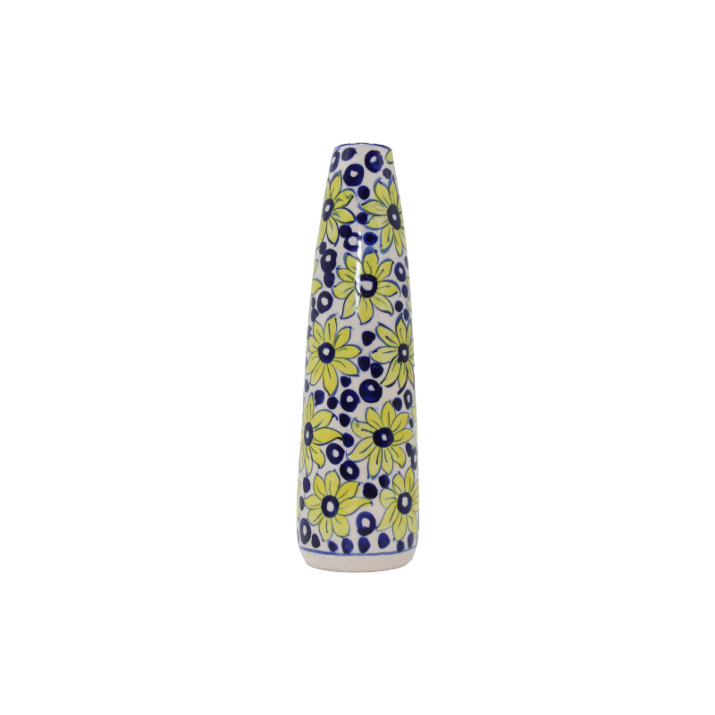 Handcrafted Blue Pottery Bottle Vase – Artistic Ceramic Home Decor