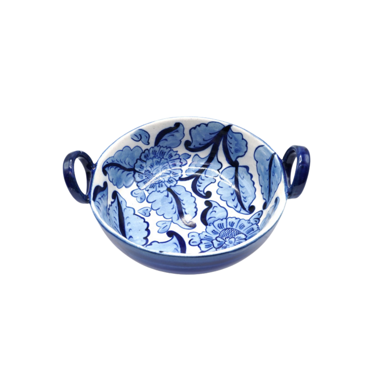 7-Inch Blue Pottery Karahi Bowl | Handmade Ceramic Serving Dish | Traditional Hand-Painted Decorative Bowl
