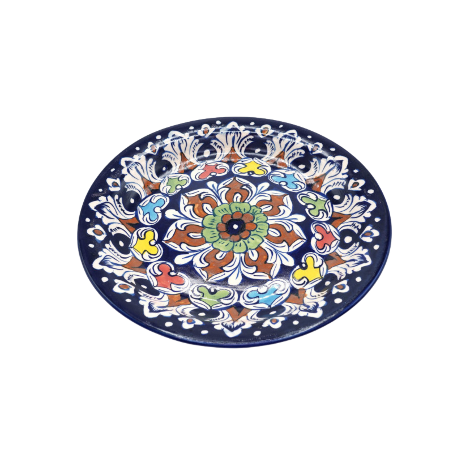 10-Inch Blue Pottery Dinner Plate | Handmade Ceramic Dining Plate | Traditional Hand-Painted Decorative Tableware