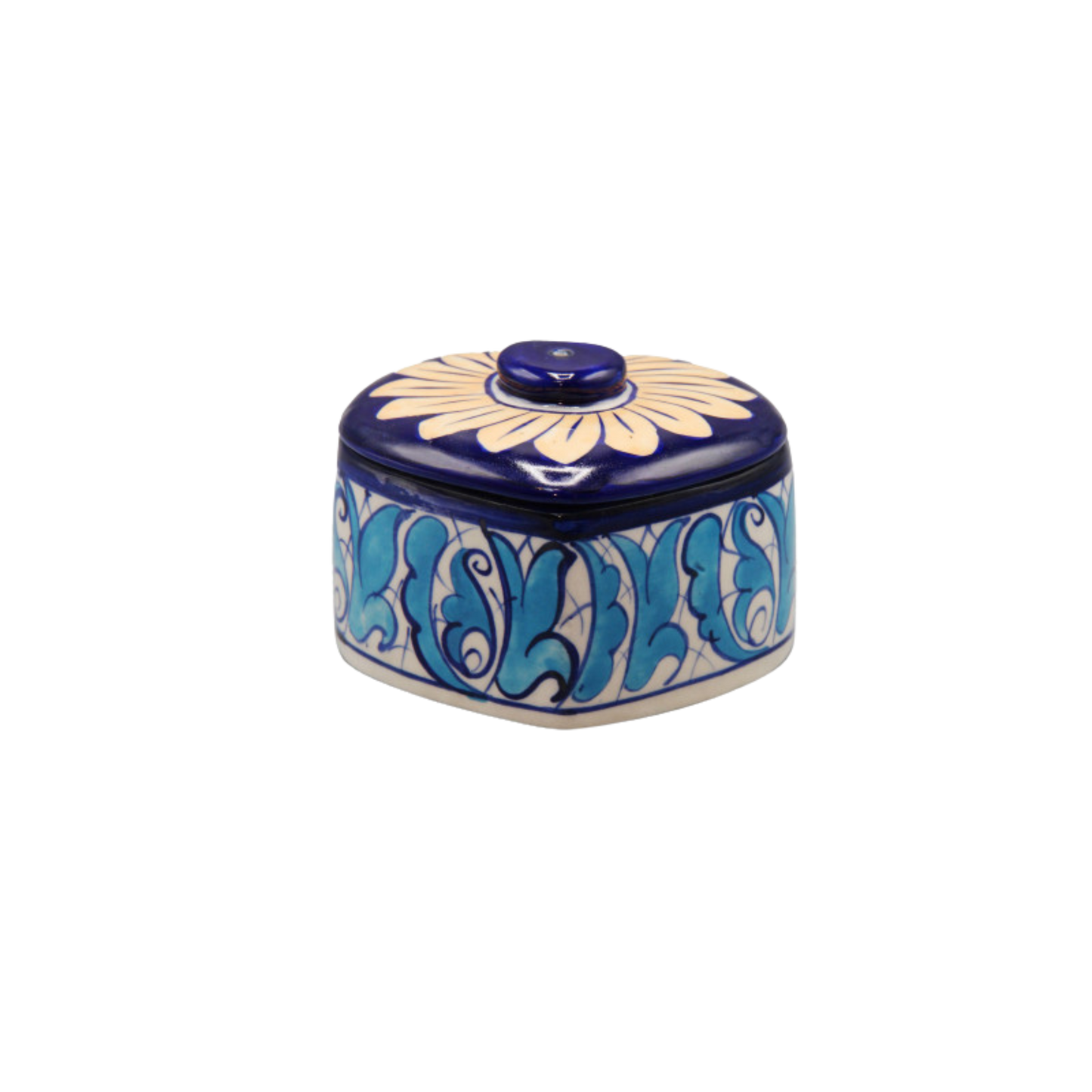 Handcrafted Blue Pottery Jewellery Box – 4x4 Inch | Elegant Keepsake Storage