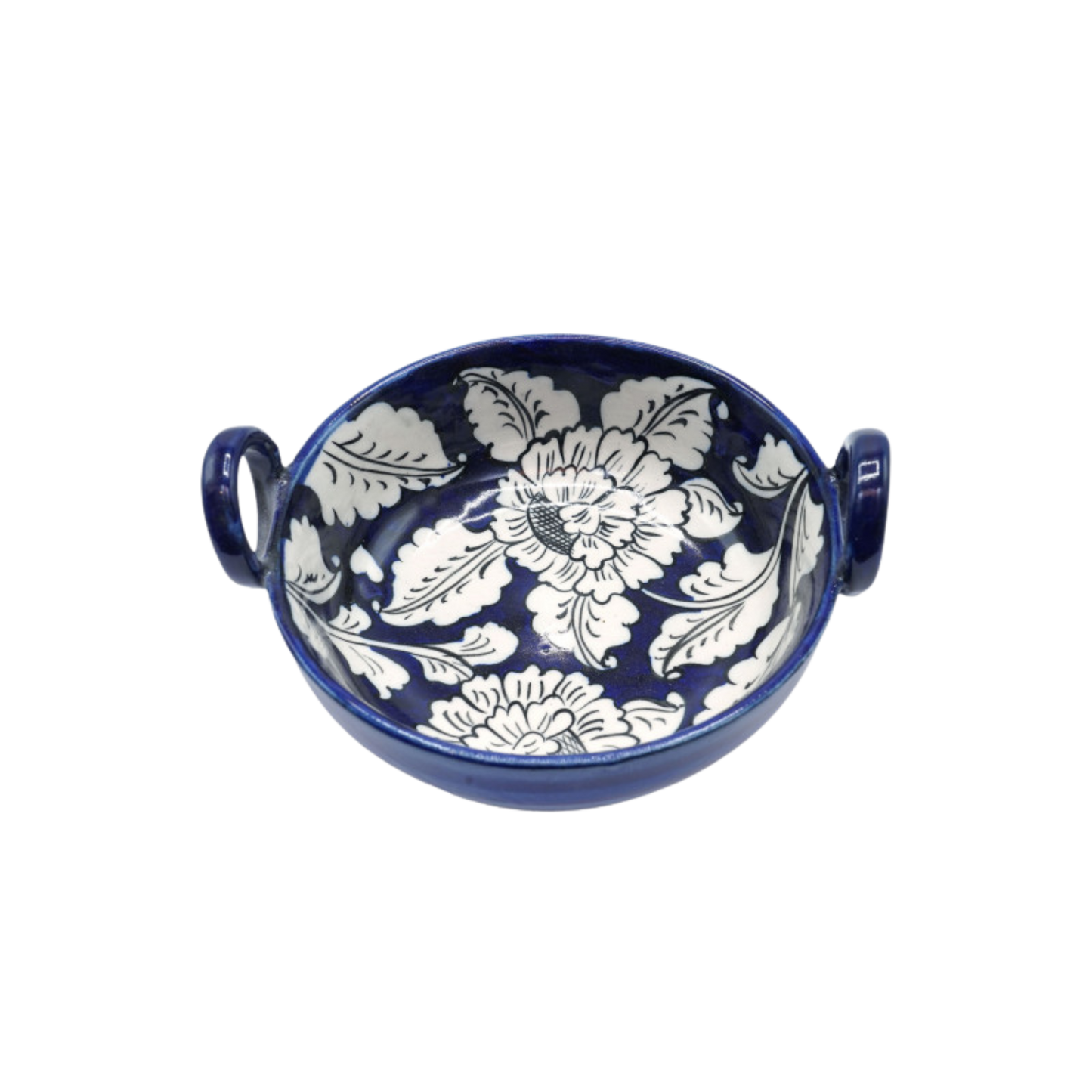 7-Inch Blue Pottery Karahi Bowl | Handmade Ceramic Serving Dish | Traditional Hand-Painted Decorative Bowl