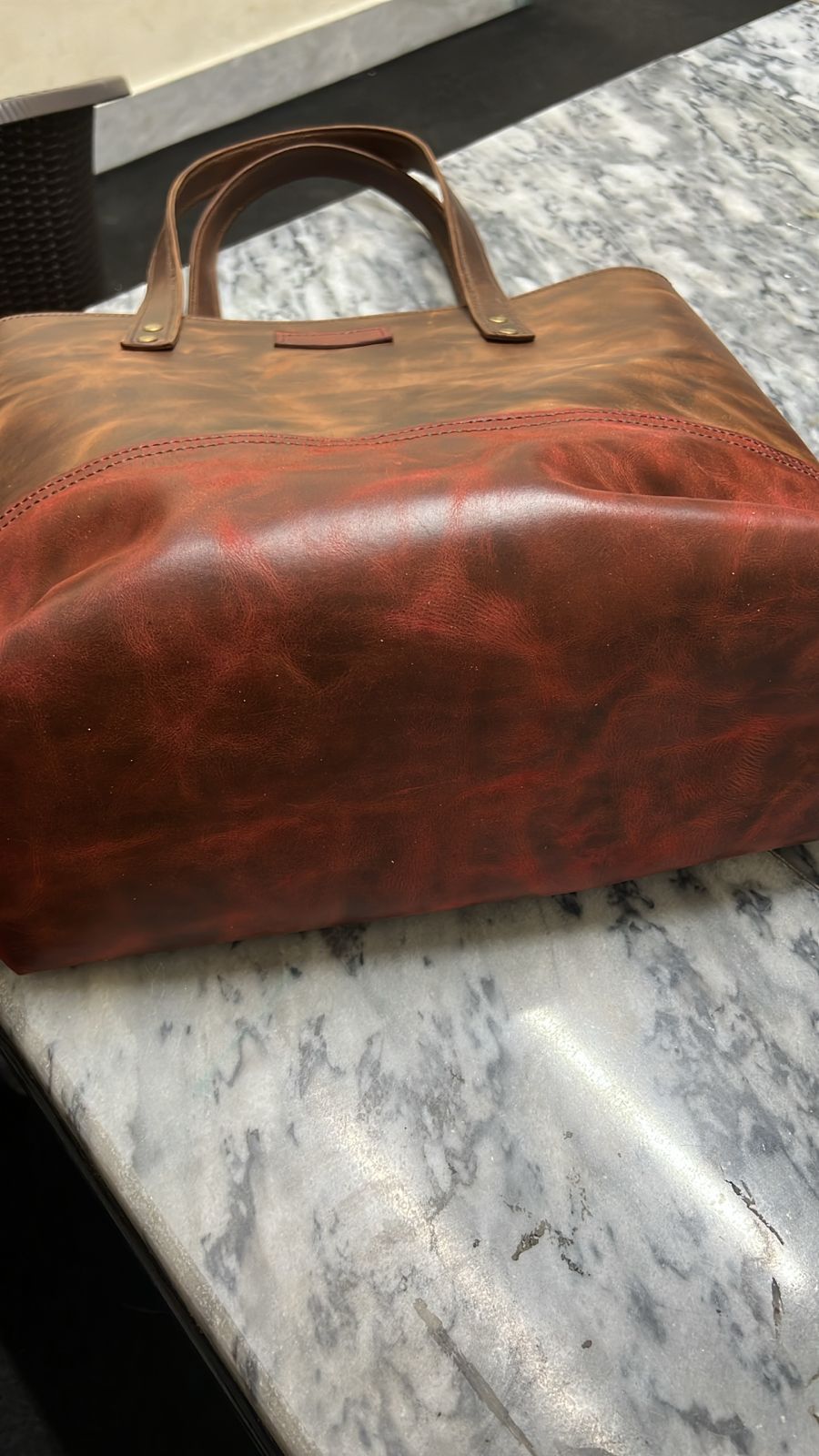 Two-Tone Leather Tote Bag