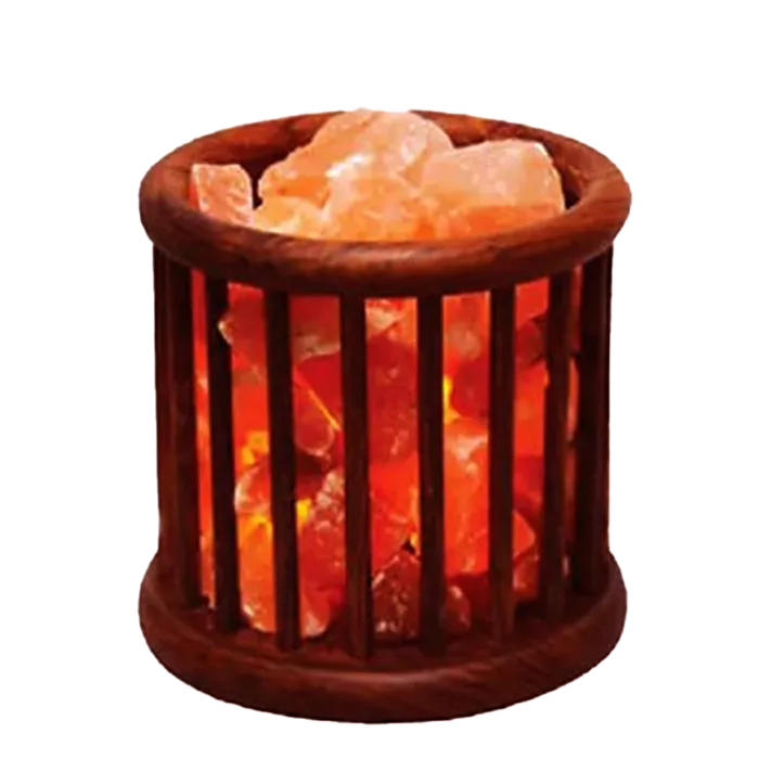 Wooden Basket Salt Lamp Cage