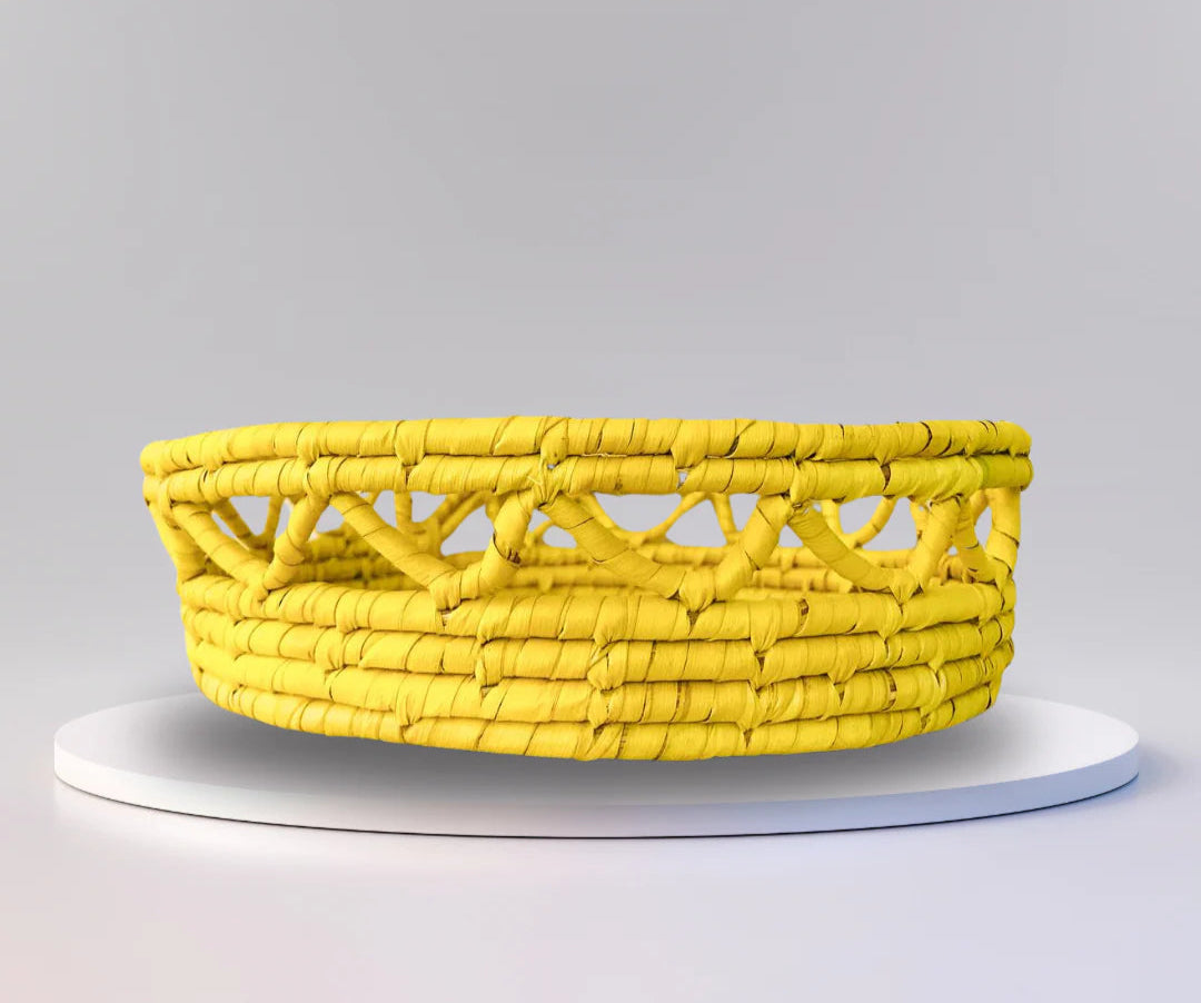 Sunny Yellow Handcrafted Basket for Home Decor
