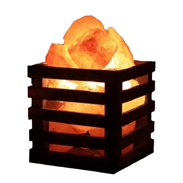 Wooden Basket Salt Lamp Square