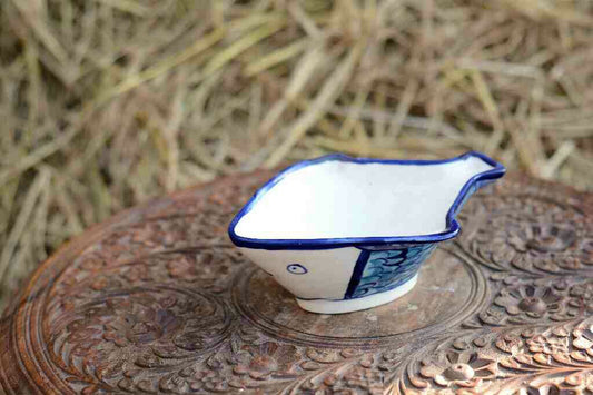 Blue Pottery Fish Design Raita Bowl