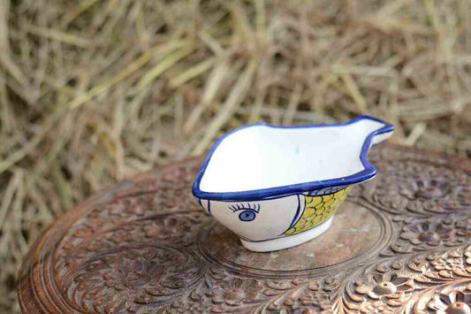 Blue Pottery Fish Design Raita Bowl