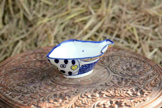 Blue Pottery Fish Design Raita Bowl
