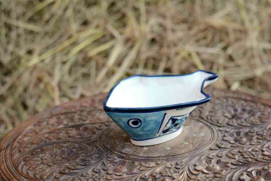 Blue Pottery Fish Design Raita Bowl