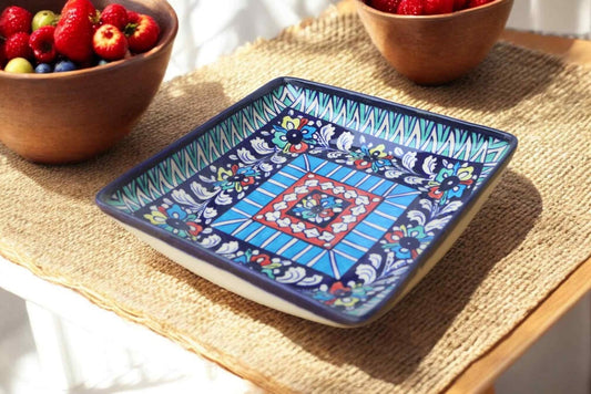 Blue Pottery Square Dish