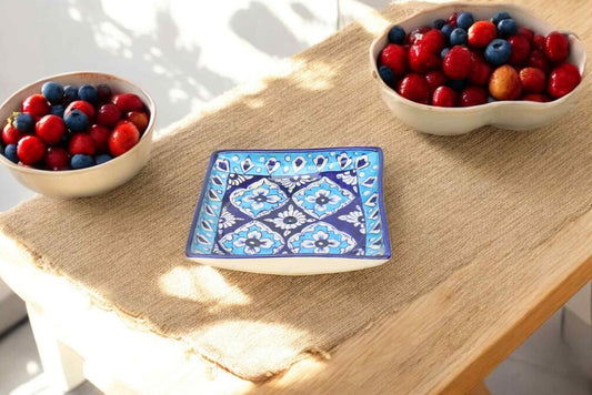 Blue Pottery Square Dish