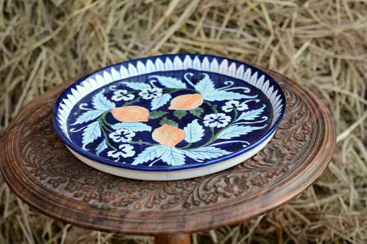 Blue Pottery Pizza Tray