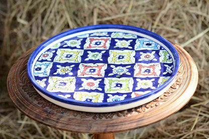 Blue Pottery Pizza Tray
