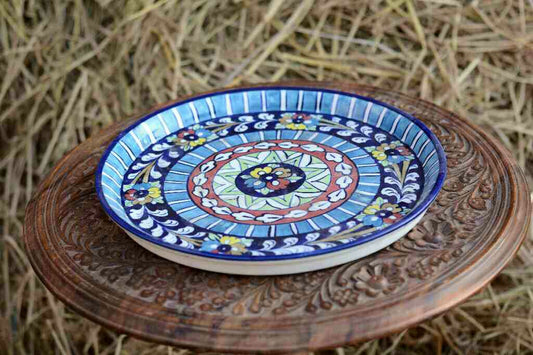Blue Pottery Pizza Tray