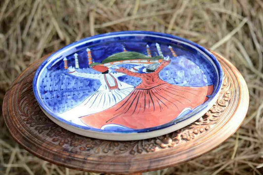 Blue Pottery Pizza Tray