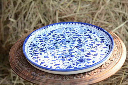 Blue Pottery Pizza Tray