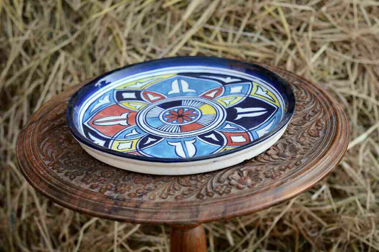Blue Pottery Pizza Tray
